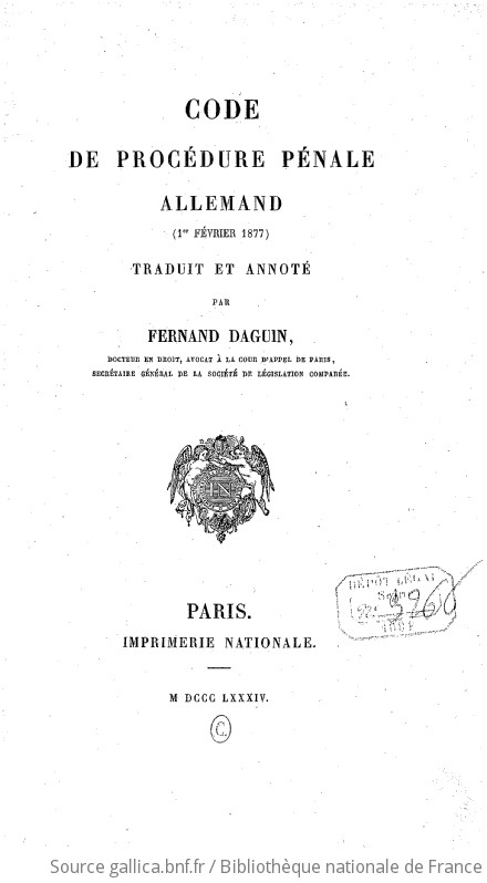 code-de-proc-dure-p-nale-allemand-1er-f-vrier-1877-traduit-et