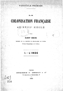 La colonisation française au XVIIIe siècle. L'Inde  A. Rébéré. 1888
