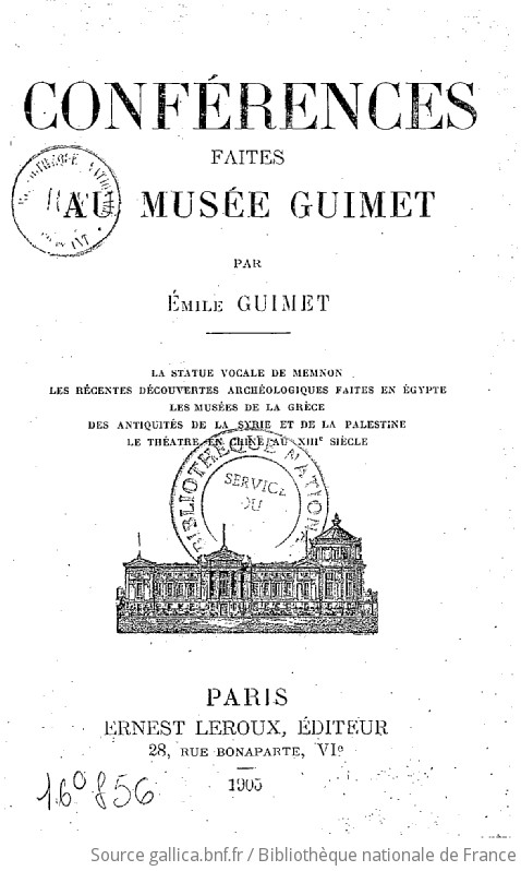 Conférences Faites Au Musée Guimet / Par Émile Guimet | Gallica