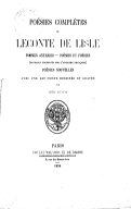 Poésies complètes. Leconte de Lisle. 1858