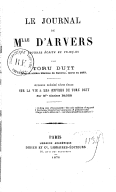 Le journal de Melle d'Arvers : nouvelle écrite en françaisT. Dutt. 1879