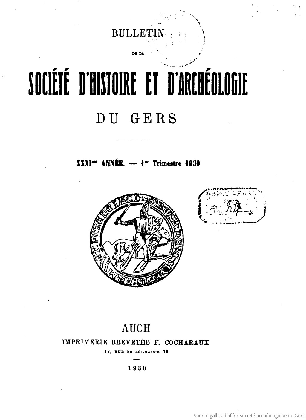Bulletin de la Société d'histoire et d'archéologie du Gers