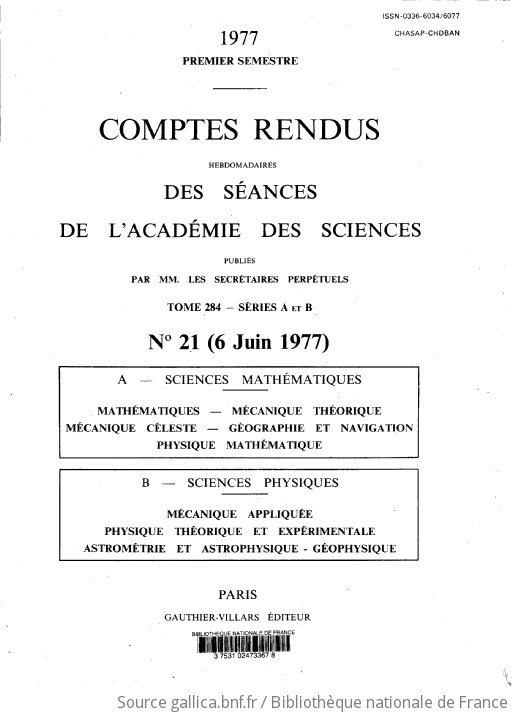 Comptes Rendus Hebdomadaires Des Séances De L'Académie Des Sciences ...