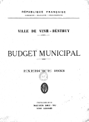 Ville de Vinh-Bênthuy. Budget municipal. Exercice 1933