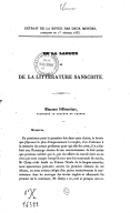 De la langue et de la littérature sanscrite [par Eugène Burnouf.] Discours d'ouverture prononcé au collège de France1833