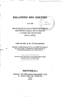 Relations des Jésuites sur les découvertes et les autres événements  E.-B. O'Callaghan. 1850