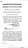 Projet de pétition d'un colon. 1791