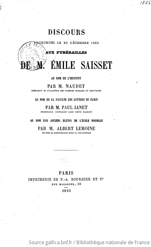 Discours prononcés, le 29 décembre 1868, aux funérailles de M. Émile