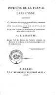 Intérêts de la France dans l'Inde  P. Labarthe. 1816