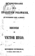 23e anniversaire de la Révolution polonaise, à Jersey  Victor Hugo. 29 novembre 1853