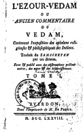 L'Ezour-Védam, ou L'ancien commentaire du Védam  1778