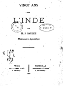 Vingt ans dans l'Inde  J. Baulez. 1886