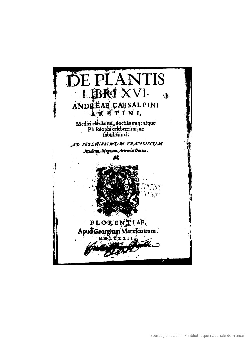 De plantis libri XVI Andreae Caesalpini ([Reprod.])