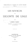 Les sources de Leconte de Lisle. J. Vianey. 1907