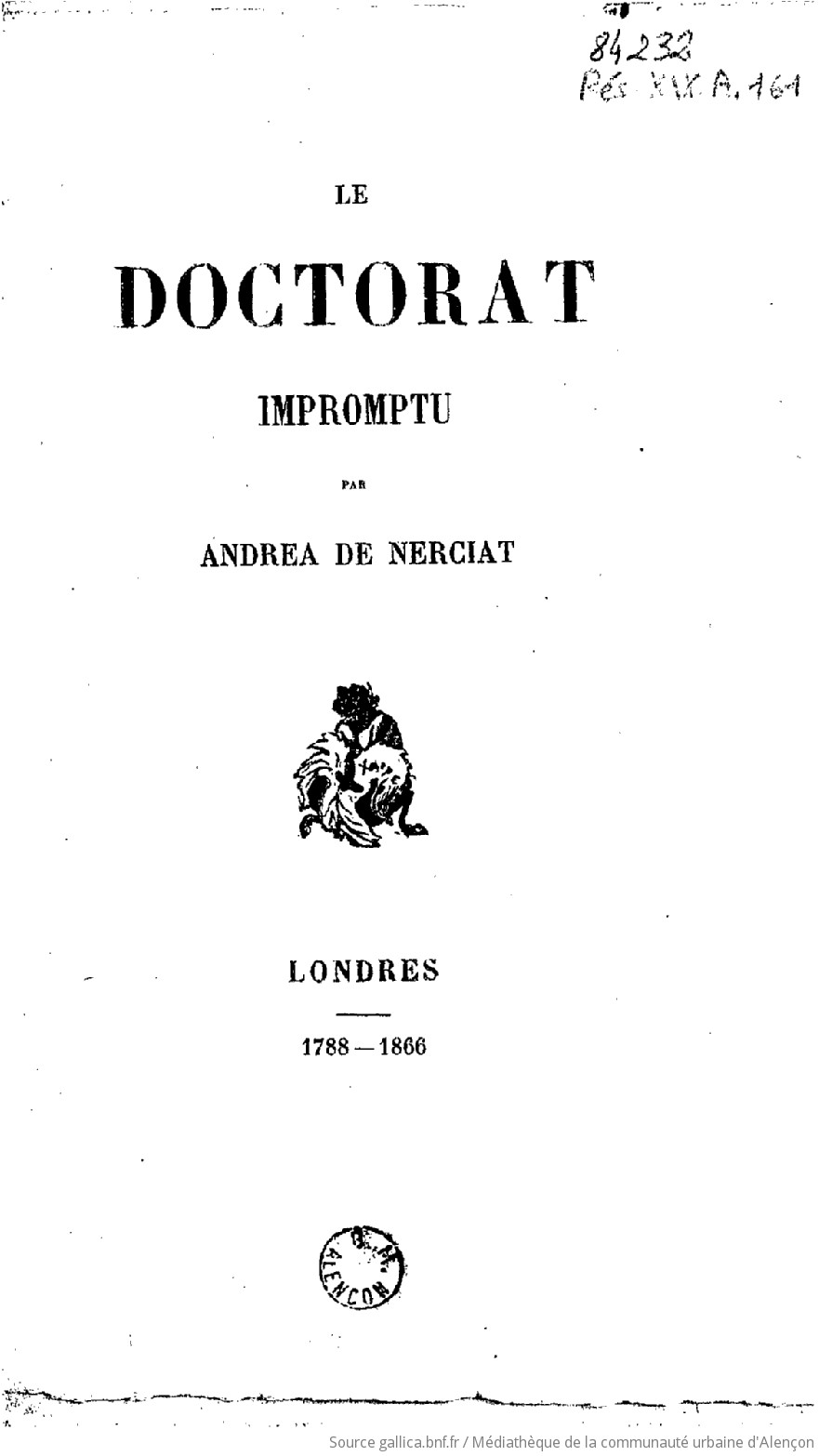 Le doctorat impromptu / par Andréa de Nerciat | Gallica