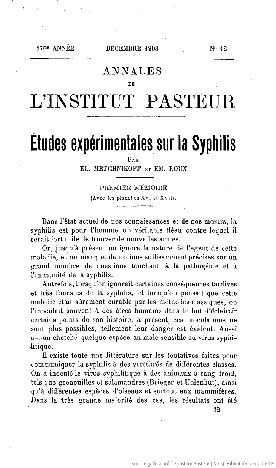 Annales De Linstitut Pasteur Journal De Microbiologie - 