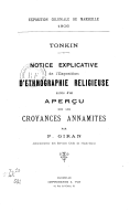 Notice explicative de l'exposition d'ethnographie religieuse1906