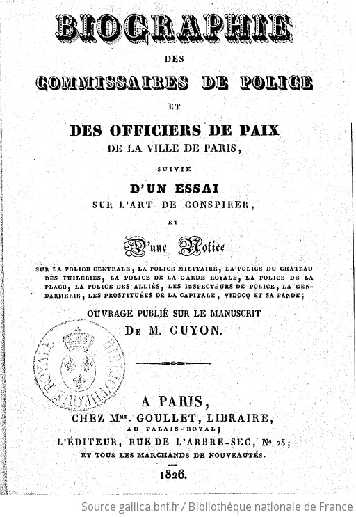 Biographie Des Commissaires De Police Et Des Officiers De Paix De La ...