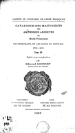 Catalogue des manuscrits des anciennes archives de l'Inde française 1669-1855