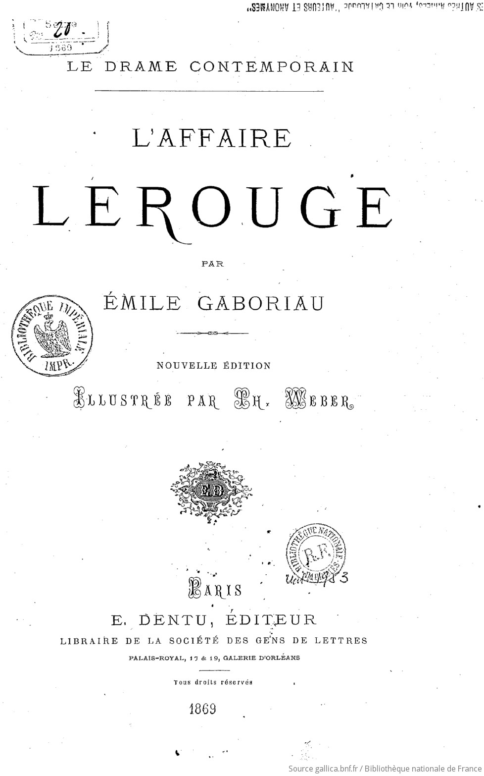 Laffaire Lerouge Par émile Gaboriau Gallica - 