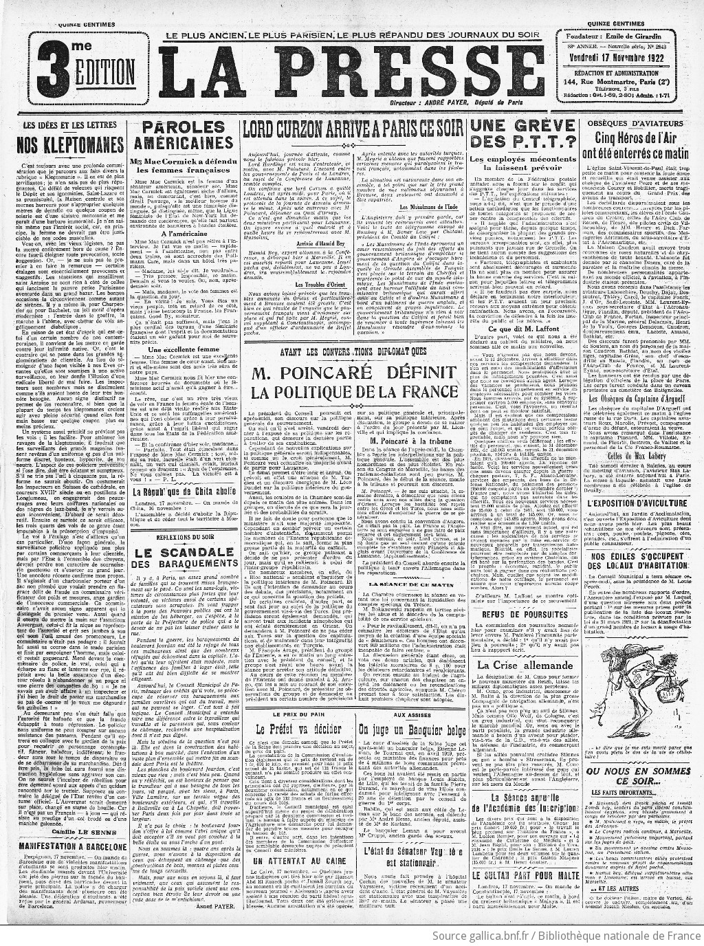 La Presse | 1922-11-17 | Gallica