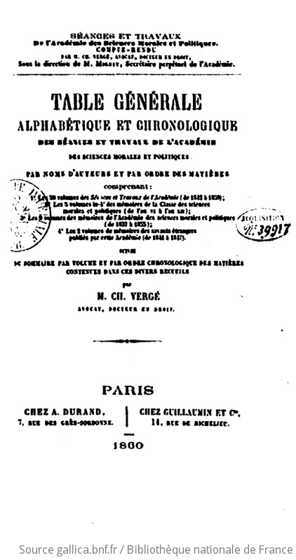 Séances Et Travaux De Lacadémie Des Sciences Morales Et Politiques Compte Rendu 1860