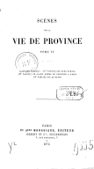 Scène de la vie de Province  H. de Balzac. 1874