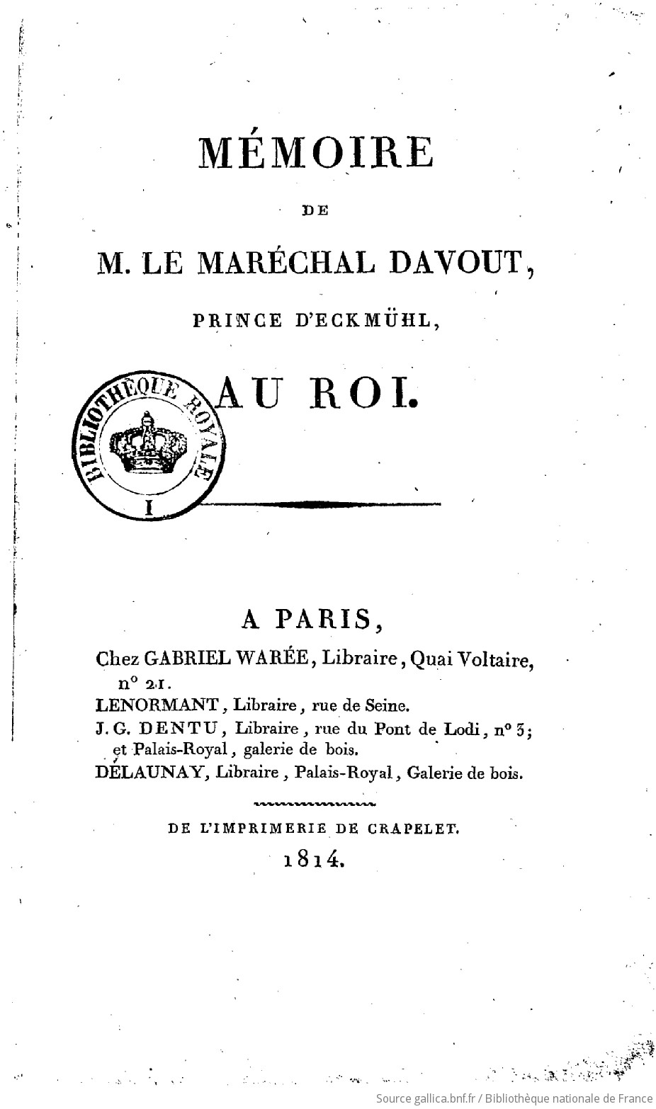 Mort du Maréchal Louis-Nicolas Davout, duc d'Auerstaedt et Prince
