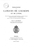 Parallèle des langues de l'Europe et de l'Inde... F. G. Eichhoff. 1836