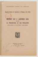 Décret du 2 janvier 1931 fixant la procédure et les pénalités applicables en matières forestières  1931