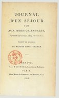 Journal d'un séjour fait aux Indes Orientales pendant les années 1809, 1810 et 1811 M. Graham. 1818