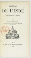 Histoire de l'Inde ancienne et moderneJ. de Marlès. 1845