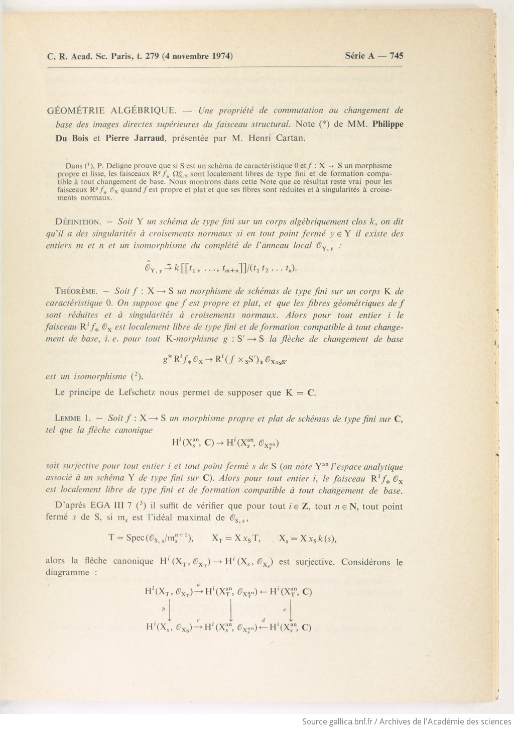 Comptes Rendus Hebdomadaires Des Seances De L Academie Des Sciences Serie A Sciences Mathematiques 1974 11 Gallica