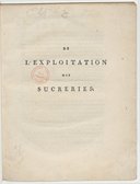 De l'exploitation des sucreries. Poyen Sainte-Marie. 1802