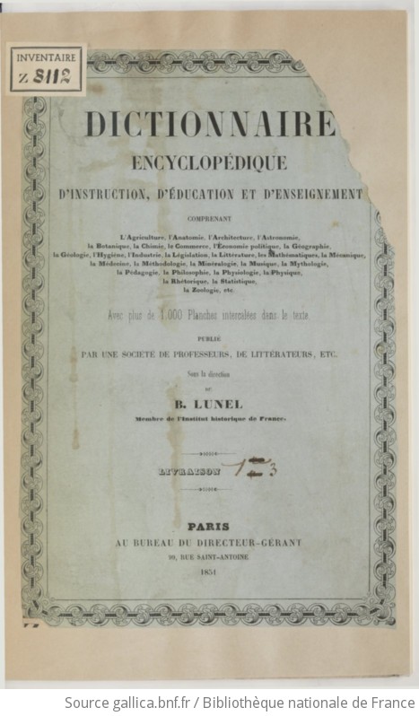 Dictionnaire Encyclopédique D'instruction, D'éducation Et D ...