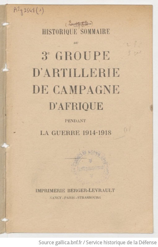 Historique Sommaire Du 3e Groupe Dartillerie De Campagne Dafrique