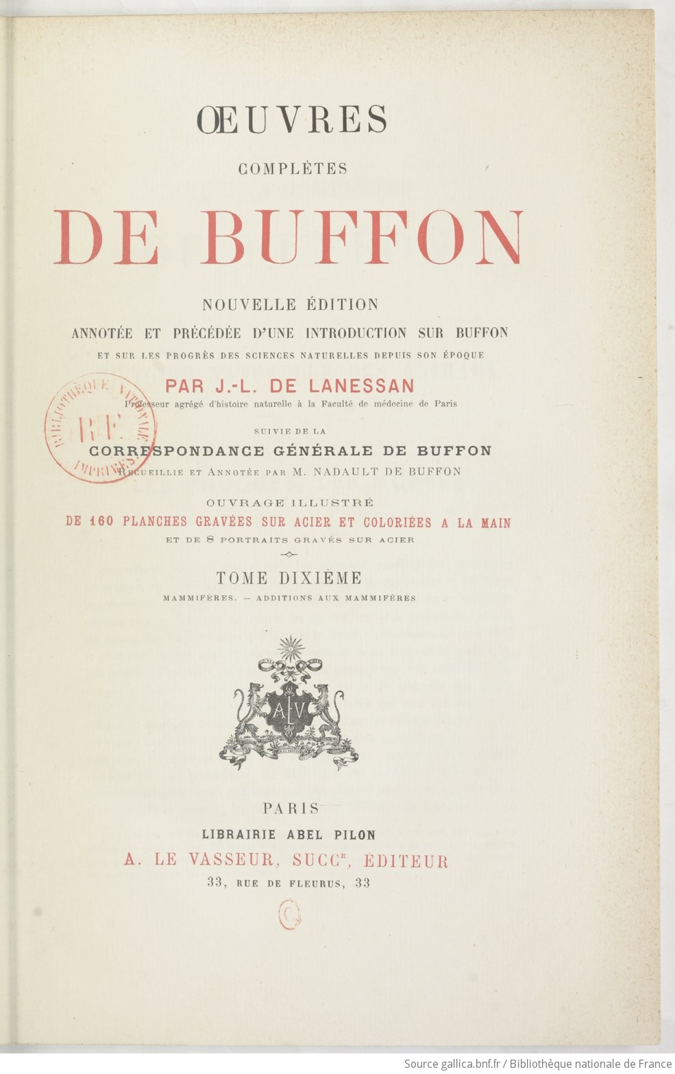 Oeuvres complètes de Buffon. Tome 10
