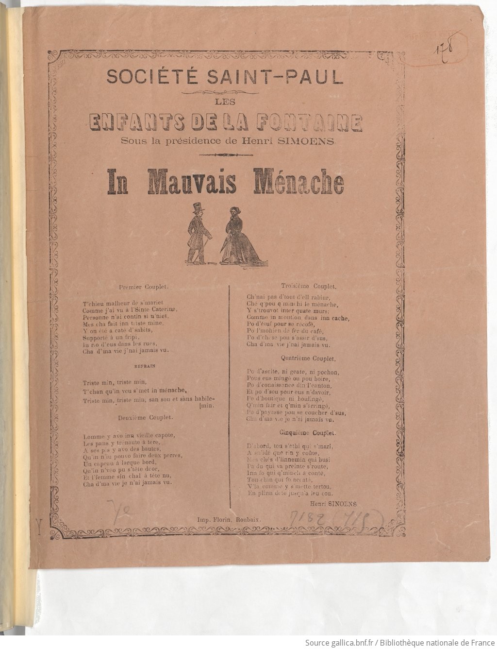 In mauvais ménache : les enfants de La Fontaine, sous la présidence de  Henri Simoens / [signé Henri Simoens] ; Société Saint-Pau | Gallica