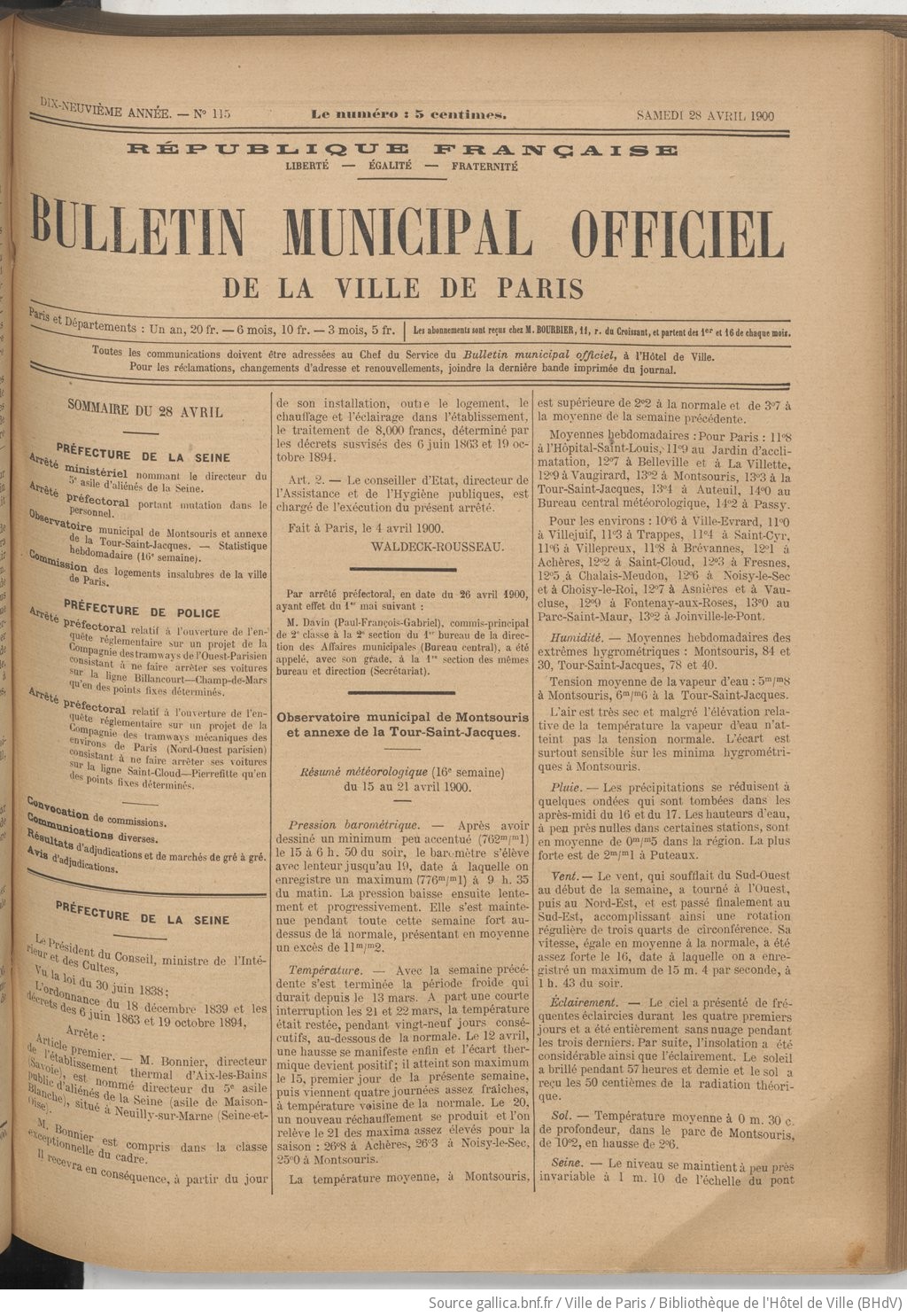 Bulletin municipal officiel de la Ville de Paris | 1900-04-28 | Gallica