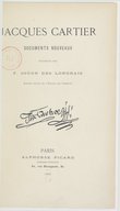 Jacques Cartier : documents nouveaux F. Joüon Des Longrais. 1888