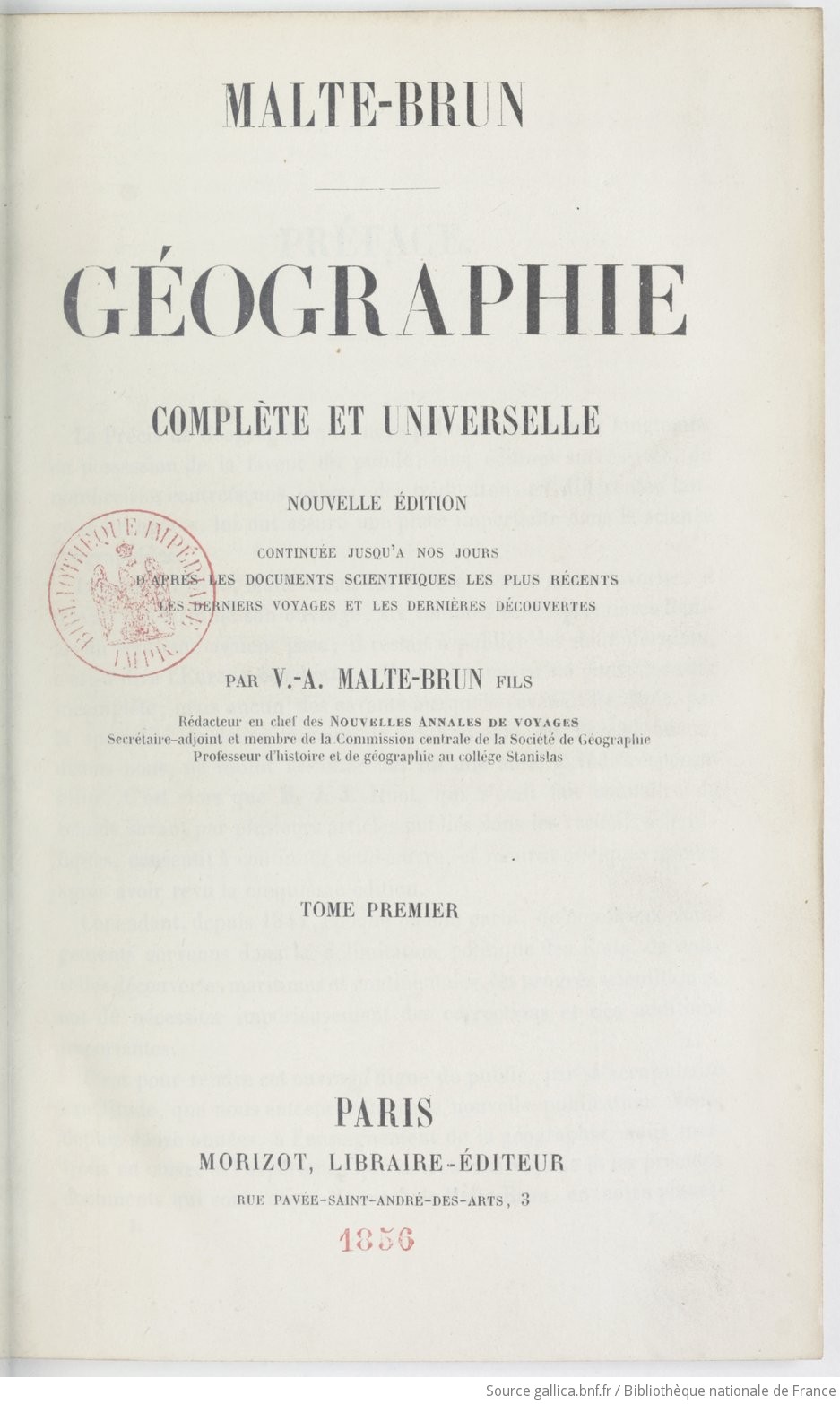 Géographie complète et universelle. Tome 1 / Malte-Brun