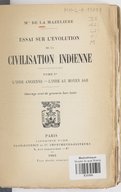 Essai sur l'évolution de la civilisation indienne  A. de la Mazelière. 1903
