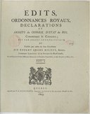 Édits, ordonnances royaux, déclarations et arrêts du Conseil d'État du Roi concernant le Canada  1803-1806