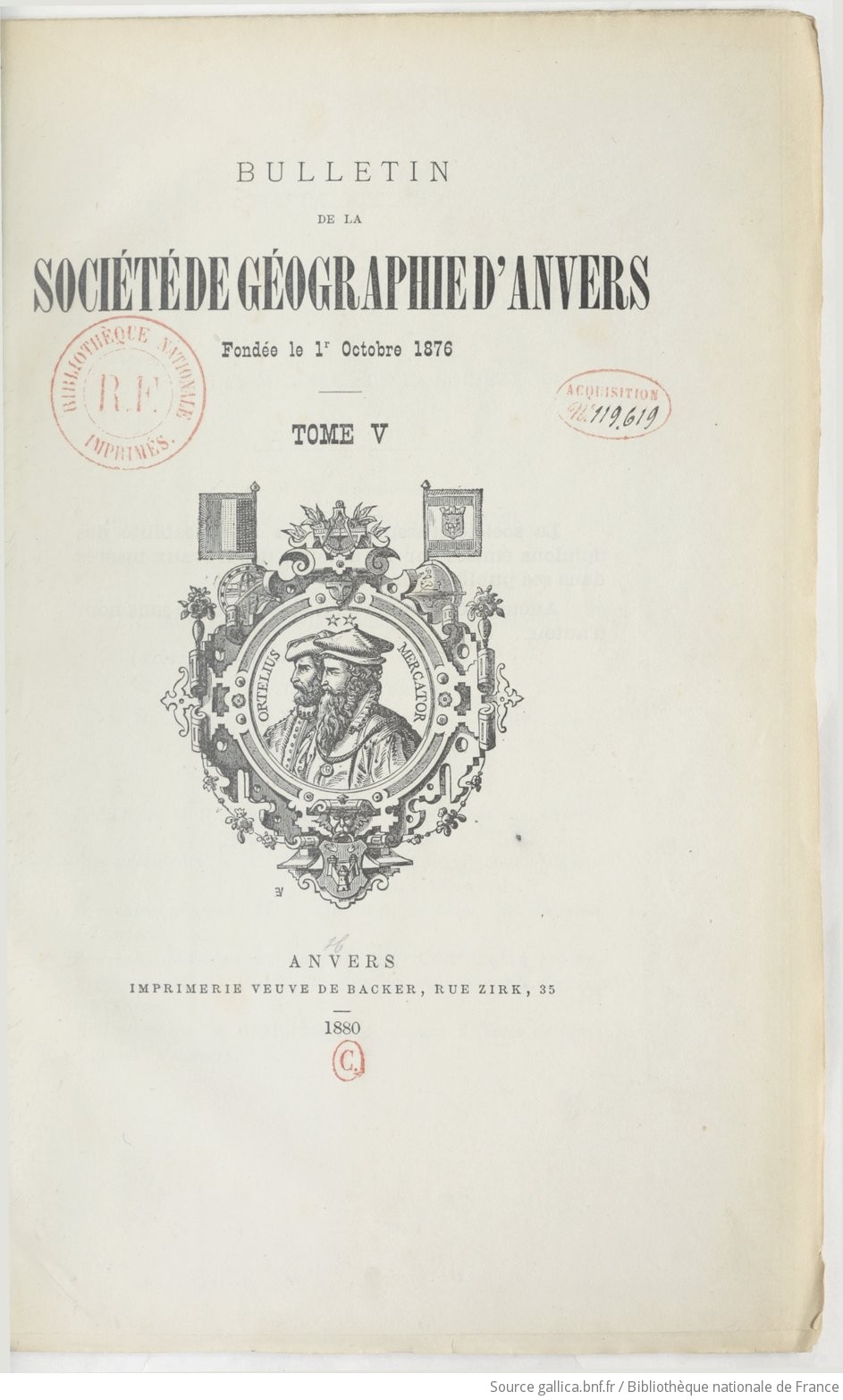 Bulletin de la Société ["puis" Société royale] de géographie d'Anvers...
