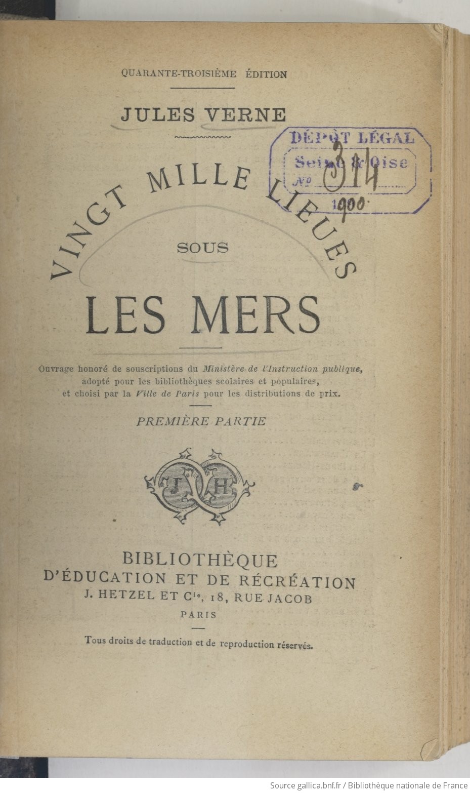Vingt mille lieues sous les mers. Partie 1 / Jules Verne ; illustré de... dessins par de Neuville et Riou gravés par Hildibrand
