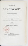 Archives des voyages, ou Collection d'anciennes relations inédites... H. Ternaux-Compans. 1840-1841