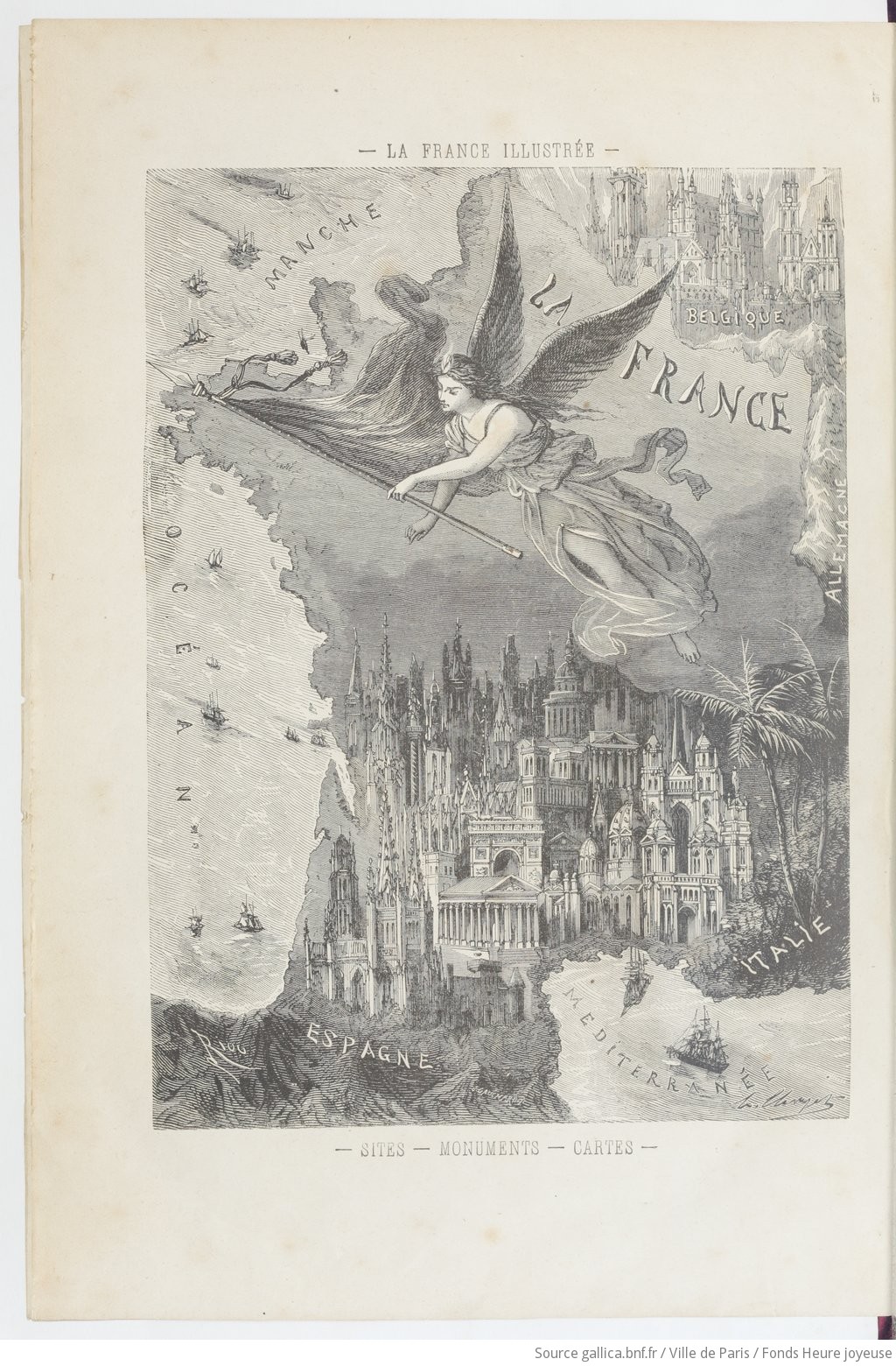 Illustration de la couverture intérieure de la Géographie illustrée de la France