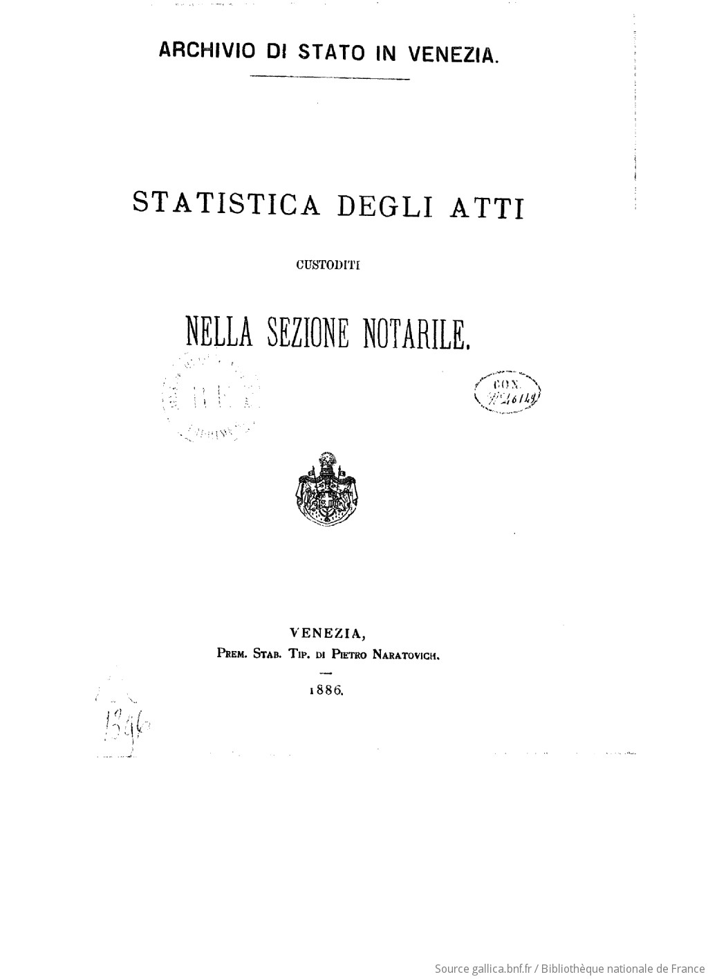 Archivio di Stato in Venezia statistica degli atti custoditi