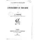 La langue française et l'enseignement en Indo-Chine  E. Aymonier. 1890