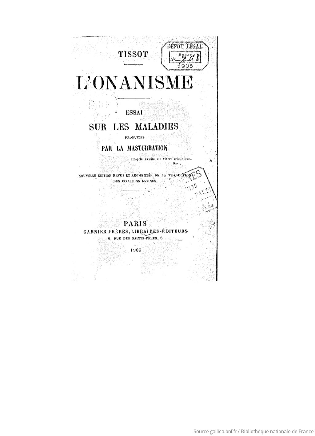 1813 lettres sur les dangers de l'onanisme paris